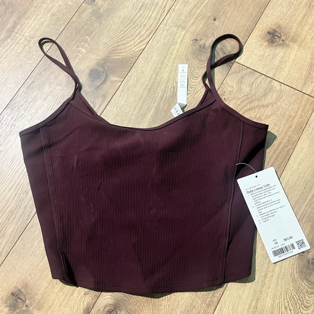 Lululemon Athletica Daily Lineup Tank cassis NEW WITH TAG SIZE 10